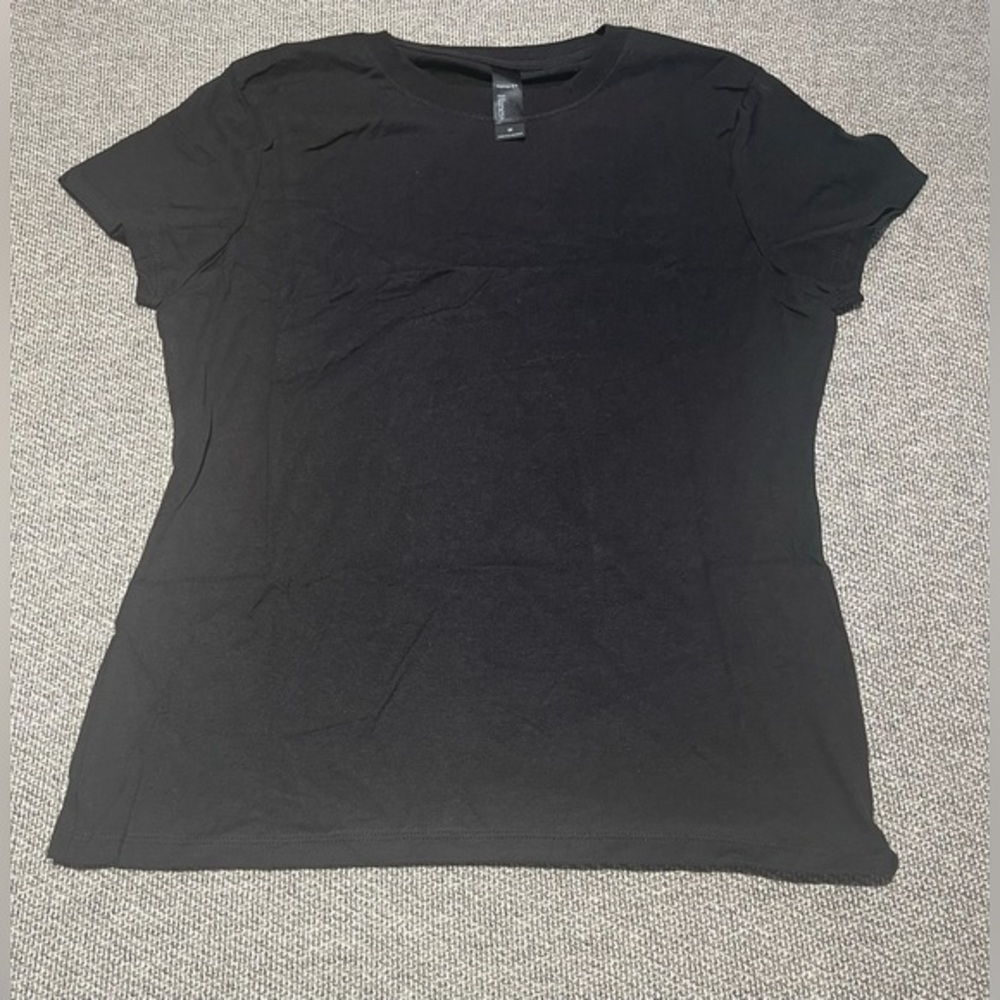 Hanes Black Fitted Nano-T Short Sleeve T-Shirt